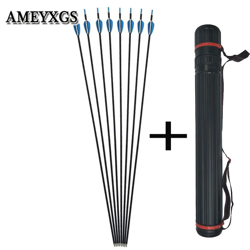 24pcs Archery 1000 Spine Carbon Arrow And 1pc Arrow Quiver Outdoor