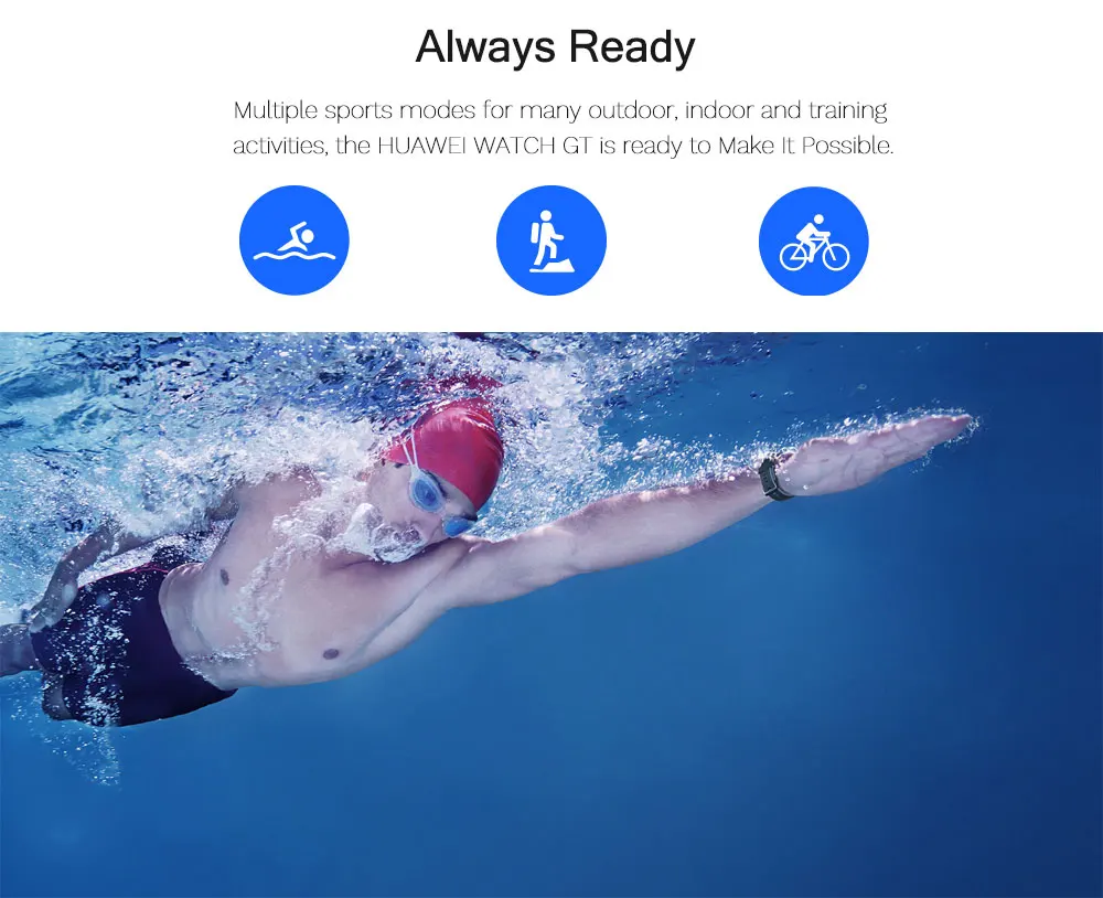 Huawei Watch GT уличные спортивные умные часы с поддержкой gps NFC цветной экран 5 атм водонепроницаемый напоминание о звонках для Android iOS