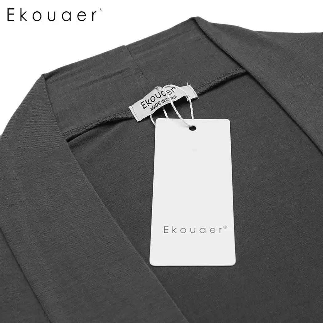 Женский длинный халат Ekouaer Мягкий банный с длинным рукавом и ремнем для ванной