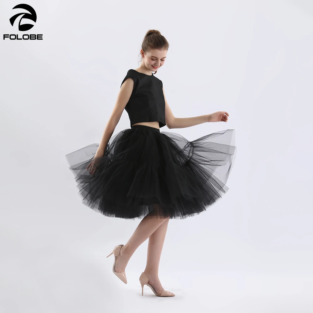FOLOBE черный для женщин балетные костюмы танец юбка для маленьких девочек s плиссированные Нижняя юбка в стиле "Лолита" faldas mujer saias Jupe YFS04055