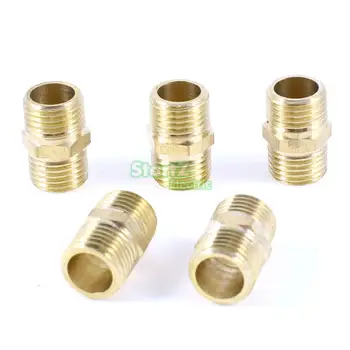 

5 Pcs 1/4"PT x 1/4"PT Male Thread Straight Hex Nipple Pipe Quick Couplers