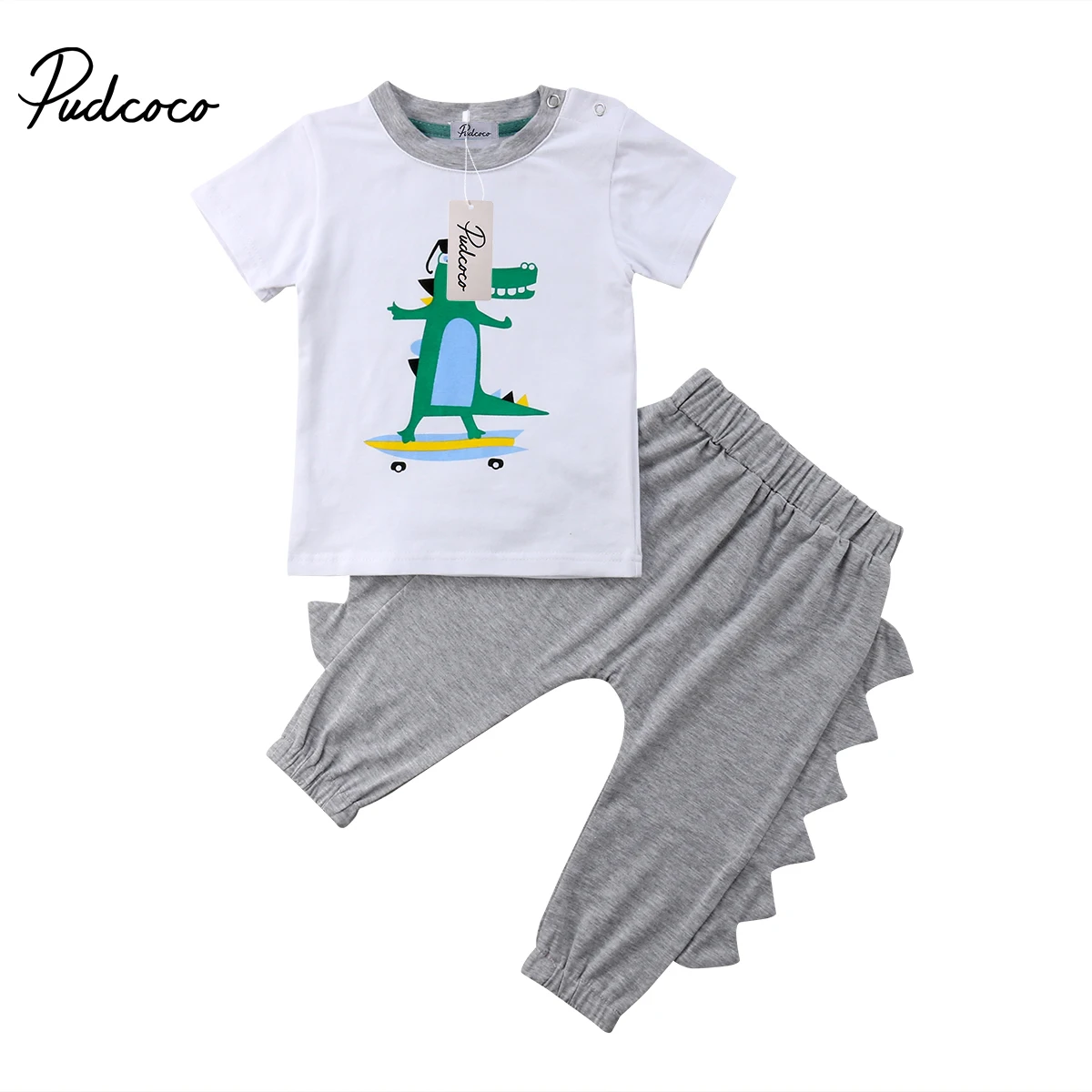 Baby Summer Clothes Dinosaur Baby Boy Cotton T-shirt Top  Long Pants Outfits Clothing Set Cool