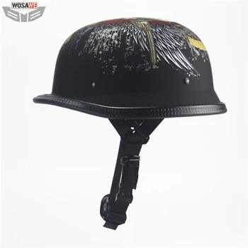 

Half Face Vintage Motorcycle Helmet Retro German Kask Chopper moto Scooter Helmet Head Safety Protection Gear DOT approved