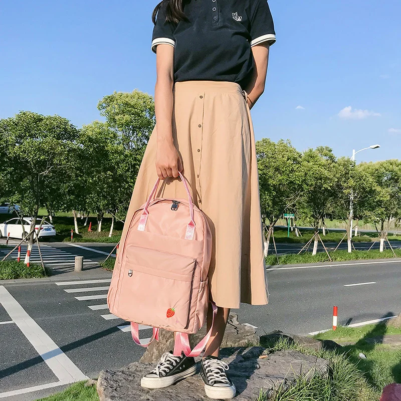 Menghuo 2018 New Preppy Style Fashion Embroidery Ladies Backpack Nylon High Quality Women School Shoulder Bag for Girls YouthIMG_0718