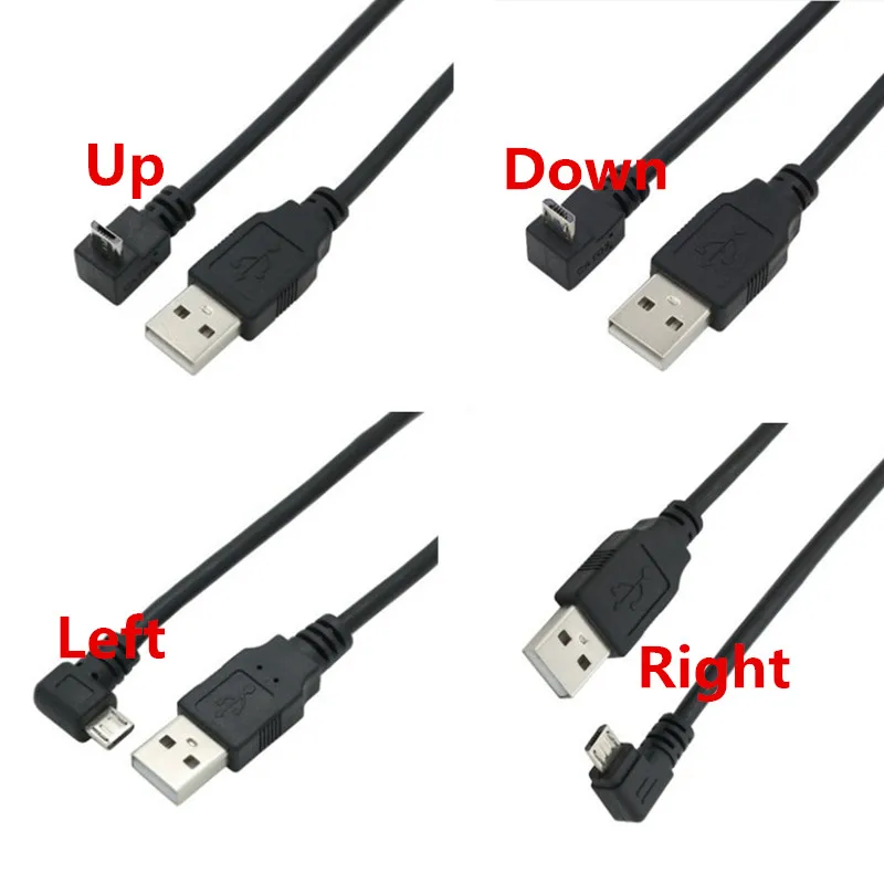 Кабель USB 2 0 с разъемом папа на Micro 25 см/1 5 м левый правый угловой 90 градусов для