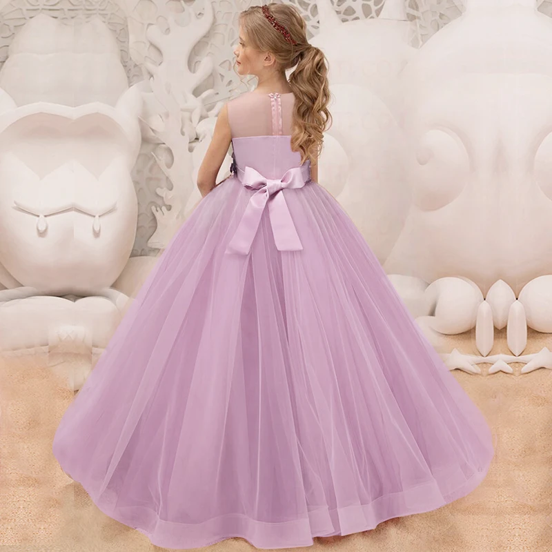 Платье принцессы для девочек-подростков, винтажное бальное платье с цветочной аппликацией, детская Свадебная вечерняя одежда, детская праздничная одежда для девочек