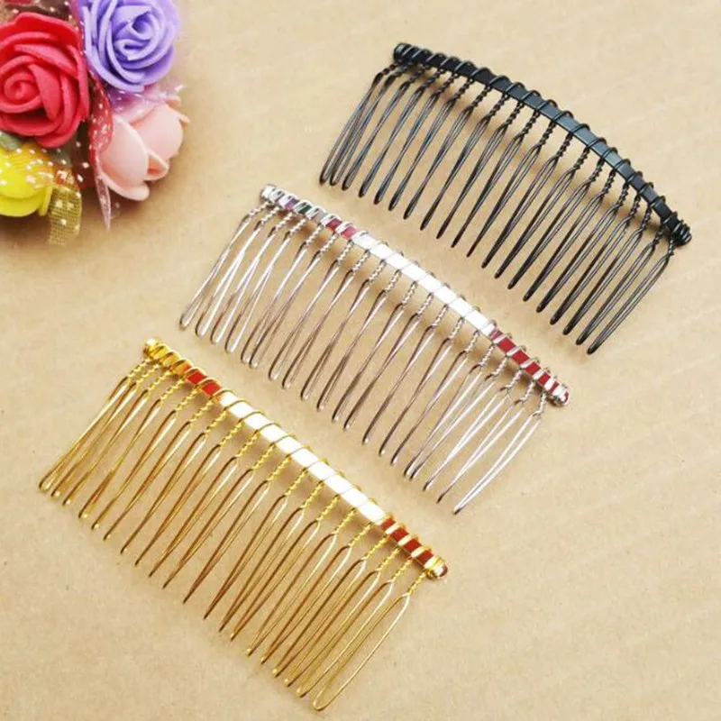 

2pcs/lot 20 Cute Teeth Inserted Comb DIY Hair Clips Accessories for Women Girls Hair Combs Steel Plate Iron Silver Tool Headwear
