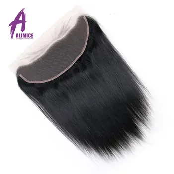 

Alimice Peruvian Straight Human Hair Lace Frontal Closure 13x4 With Baby Hair Middle/Free/Three/Side Part Swiss Lace Non Remy