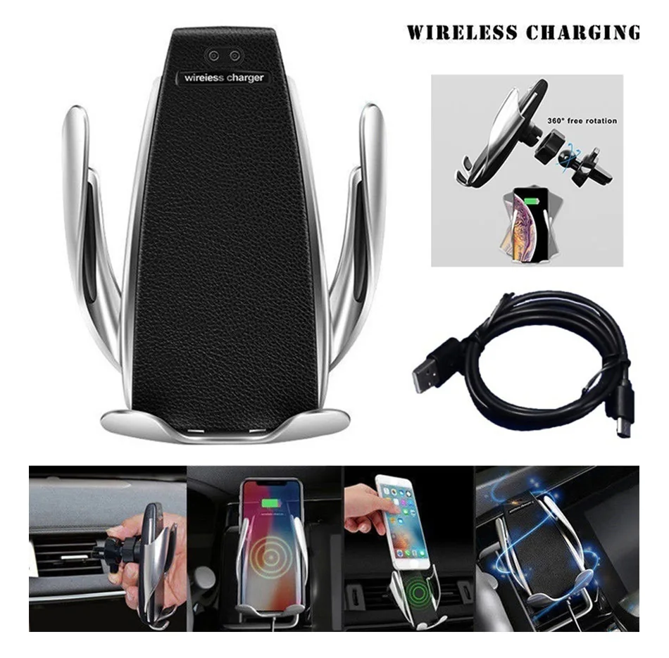 mobile stand for home Qi Wireless Phone Charger S5 Automatic Clamping Fast Charging Phone Holder Mount in Car for iPhone xr Huawei Samsung Smart Phone best phone stand