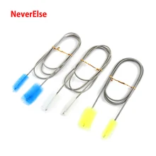 155Cm Aquarium Reinigingsborstel Rvs Flexibele Gebogen Buis 2x Borstel Water Air Tube Pijp Slang Cleaner Fish Tank accessoires