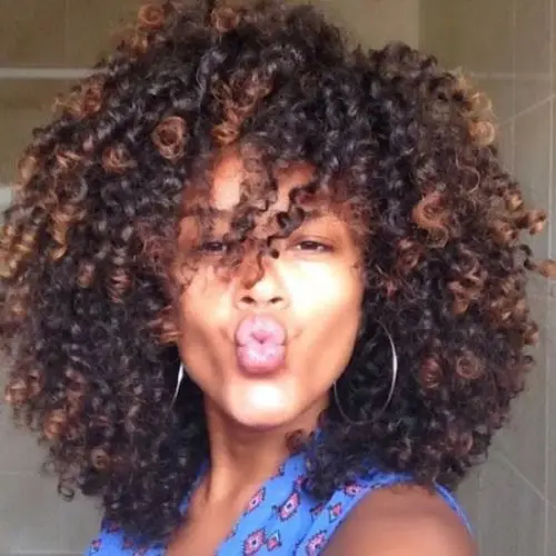 

Mixed Color Medium Afro Curly Fashion Synthetic Hair Wig For Women
