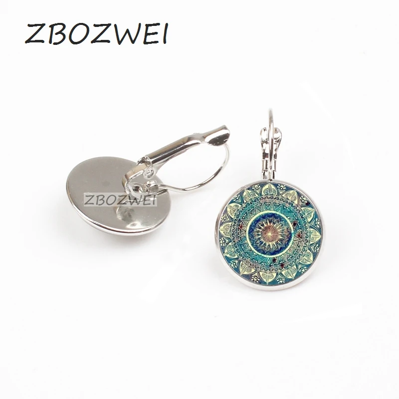 

ZBOZWEI Charm Mandala Art Picture Earrings Henna Crystal Earring Yoga Om Symbol Zen Buddhism Glass Earrings For Women Jewellery