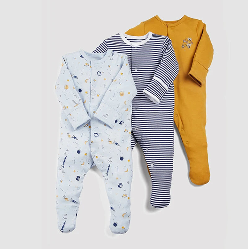 3Pcs/Pack Baby Cotton Clothes Set Newborn Rompers Infant Long Sleeve cartoon Jumpsuit Baby Boys Girls Sleepsuit 0-12Months