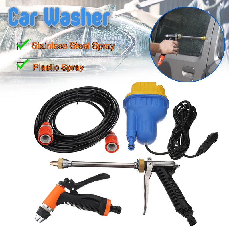 

12V Portable Car Washer High Pressure Auto Washing Machine Electric Clean Guns Submersible Pump Stainless Steel Plastic Spray