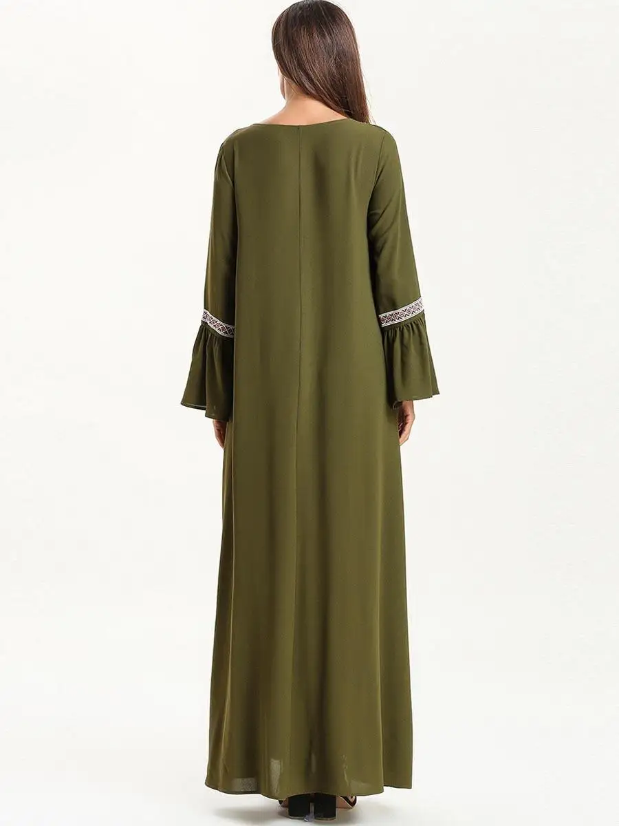 Этническая Вышивка abaya Дубай Длинное Макси платье для женщин мусульманский кафтан исламский халат Коктейльные Вечерние Большие размеры на шнурке Рамадан платье