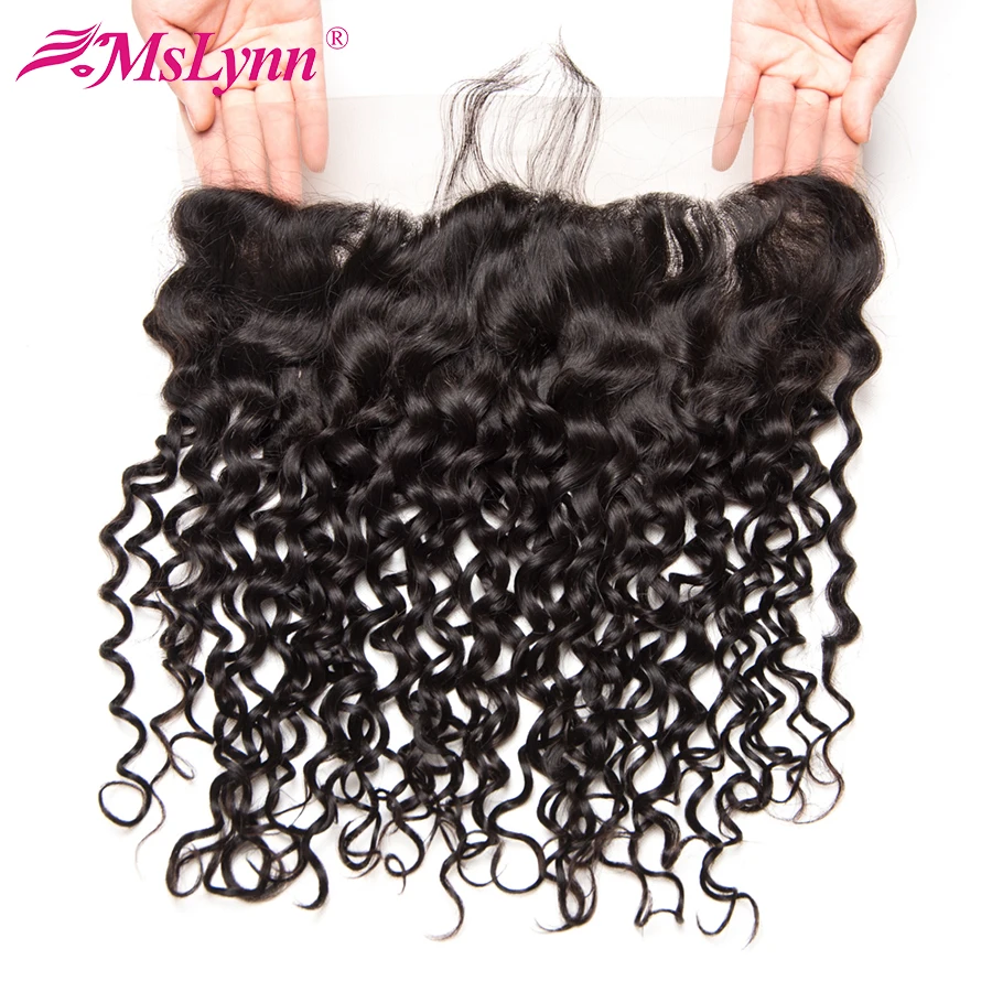 altHuman Hair Bundles With Closure Malaysian Water Wave 3 Bundles Deal With Frontal Closure 13x4 Non Remy Mslynn Hair Extension