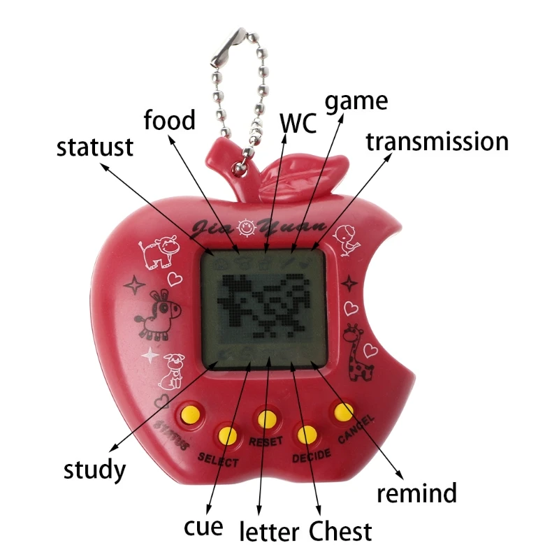 Lcd Виртуальная Цифровая Pet электронная игровая машина игрушка в форме яблока с брелком