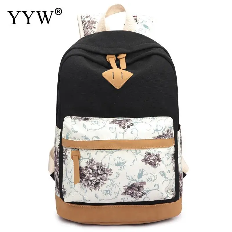 

11 Color Canvas Backpack For Women 2018 Large Capacity Casual School Bag Print Black Zipper Travel Bag Teenager Girl Dropship