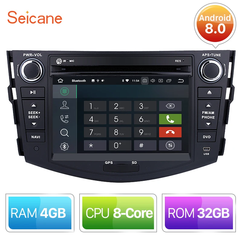 

Seicane 8-core Android 8.0 Car Radio DVD Player Head Unit GPS Navigation for 2006 2007 2008 2009 -2012 TOYOTA RAV4 with 4G+32G