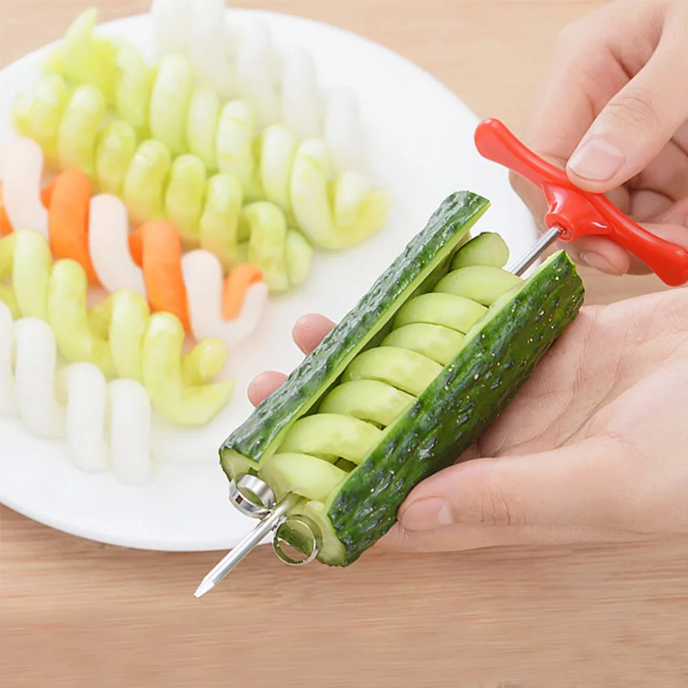 

Portable Vegetables Spiral Knife Carving Tool Potato Carrot Cucumber Salad Chopper Manual Spiral Screw Slicer Cutter Spiralizer