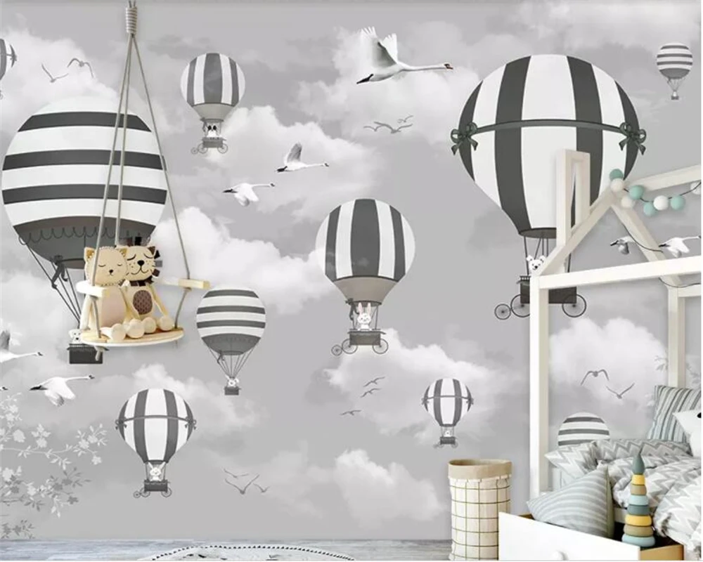 Beibehang пользовательские обои современный мультфильм воздушный шар животных детская комната обои для гостиной 3d росписи обоев