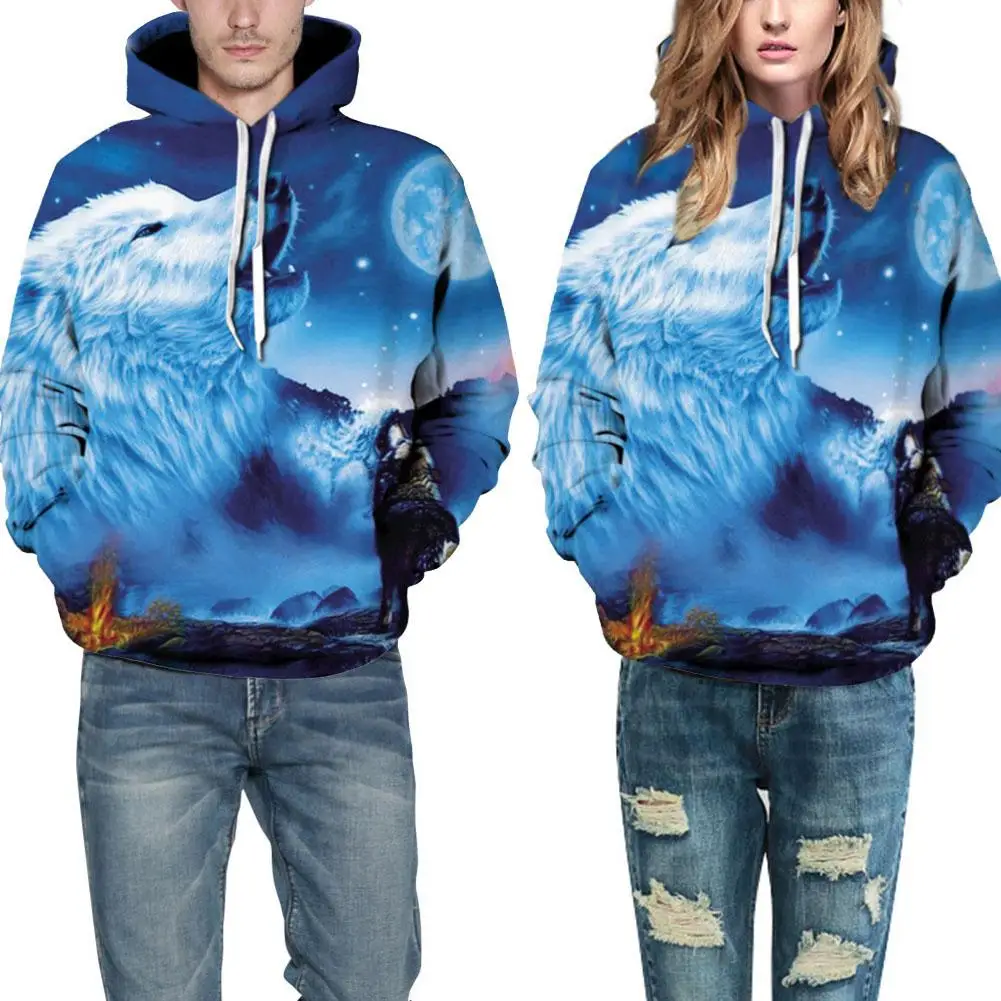 wolf print hoodie
