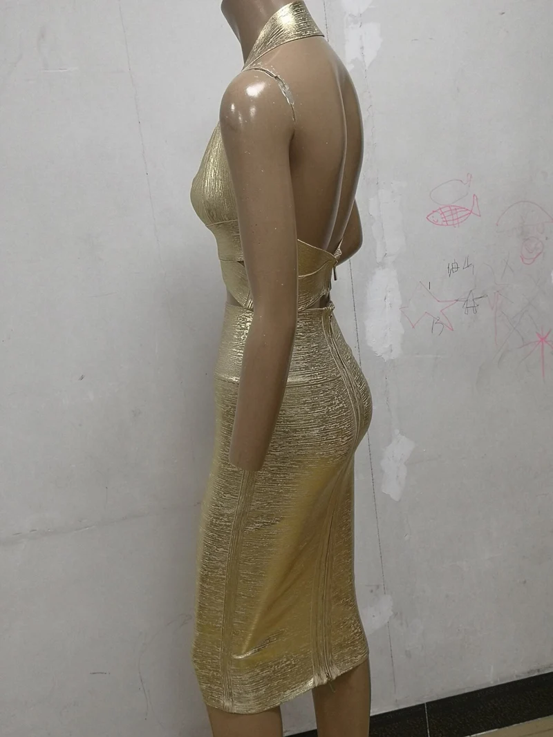 Шикарный сексуальный Bodycon ремень спагетти золото фольга 2 шт набор женщин Бандажное платье для вечеринок наряд повседневная одежда Vestido