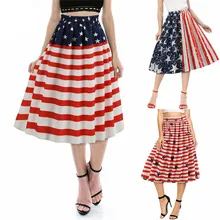 День Независимости женская летняя повседневная и модная свободная плиссированная короткая юбка с пентаграммой