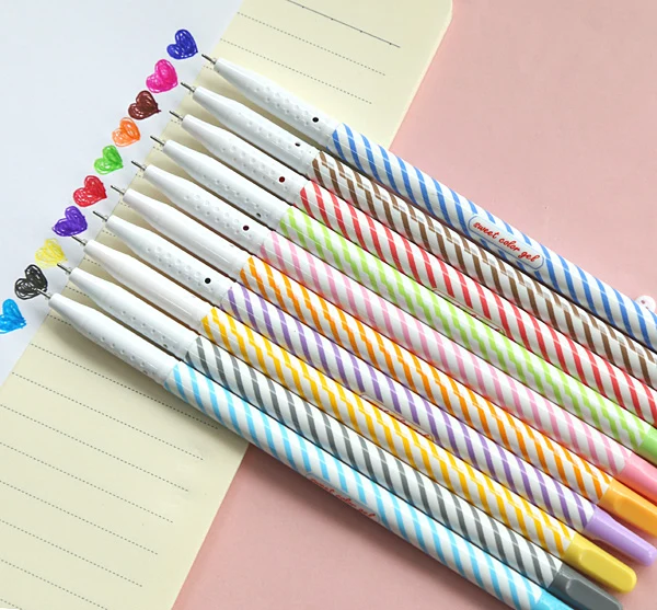 

(10 colors/set) Fashion gel pen for kid school stationery Kawaii color pens for Art school supplies(dd-604)