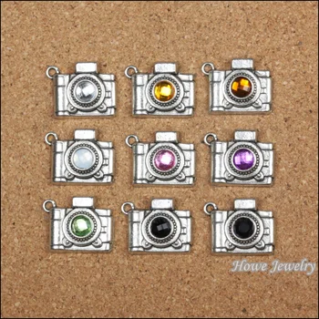 

MIX 45pcs Charms vintage Rhinestone camera Pendant Tibetan silver Zinc Alloy Fit Bracelet Necklace DIY Metal Jewelry Findings