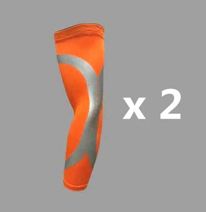 Компрессионная манжета на руку, Спортивная безопасность, баскетбольные защитные накладки на локти, гетры, волейбол, фитнес, защита от УФ-излучения - Цвет: 1 pair Orange