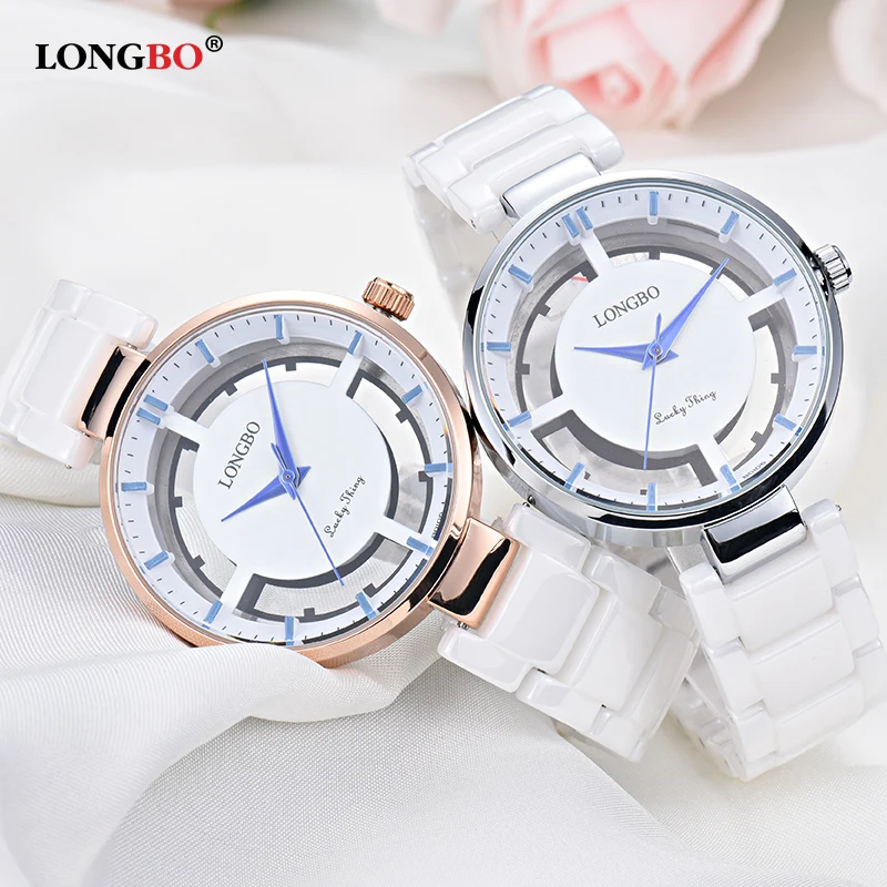 Новые роскошные женские часы LOMNGBO Модные Кварцевые керамические часы с белым золотом женские наручные часы Relojes Mujer Подарки для женщин 80106