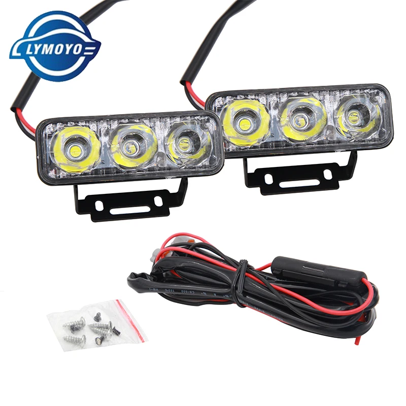 

High Power car DRL led 3Led 9W Car Light Source Waterproof daylight DC12V Daytime Running Light Auto Lamp lighting White strip