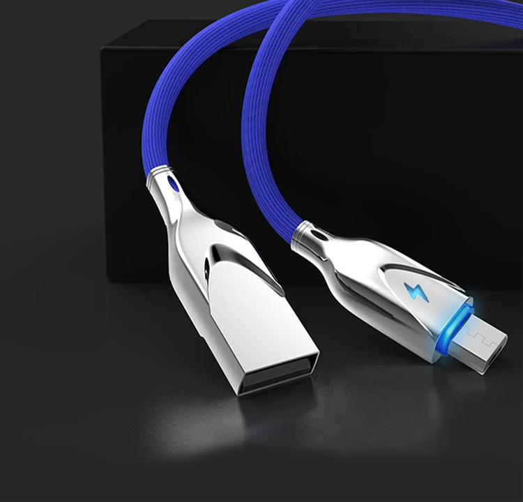 2.3A цинковый сплав Micro USB type-C кабель для iPh светодиодный светильник для быстрой зарядки данных кабель для мобильного телефона