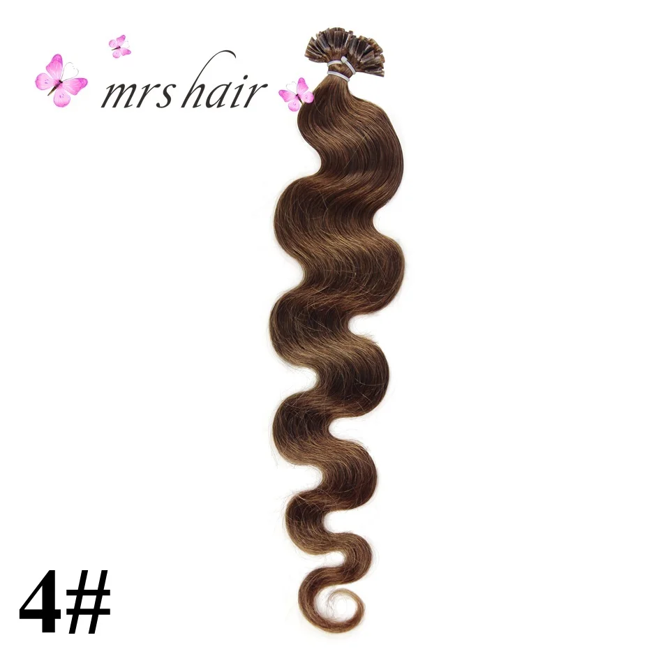 MRS HAIR Body Wave U Tip Наращивание волос 20 "кератиновые волосы на капсуле искусственные волосы одинаковой направленности Fusion волосы для ногтей