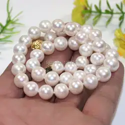 Bjc 00022 красивая А. А. 11-12 мм 12-13 мм натуральный белый akoya культивированный жемчуг ожерелье