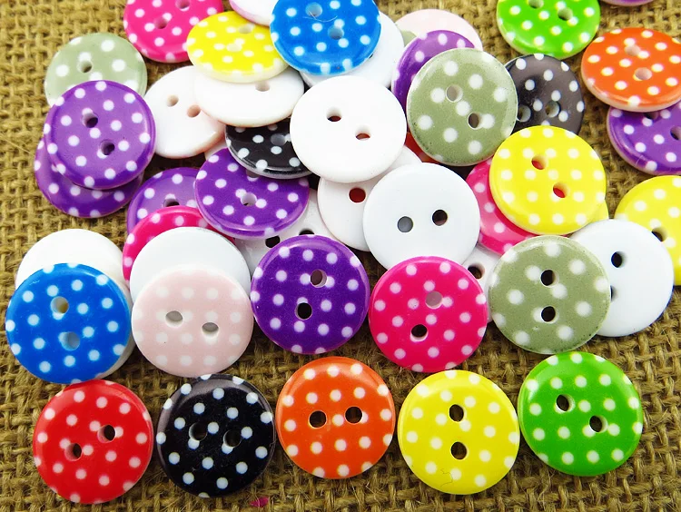 

50PCS 15MM/12.5mm colors dot button shirt pattern Dyed RESIN sweater buttons coat boots sewing clothes accessories R-139