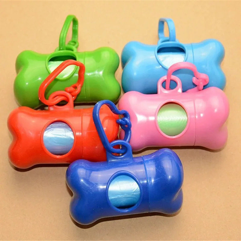 1Rolls Degradable Pet Dog Waste Poop Bag Bone Dispenser With Bulk Roll