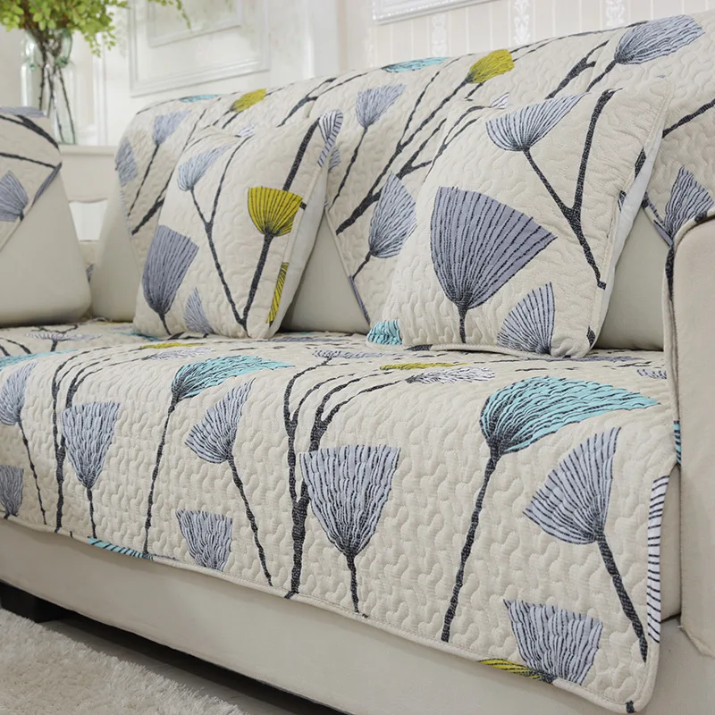 

1PC Cotton Sofa Cover Towel Dandelion Printed Slipcover Couch Cover Non-slip Quilted Corner Sectional Sofa Mats for Living Room