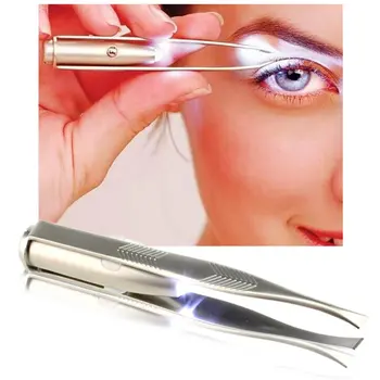 

1pc LED Tweezer Eyelash Eyebrow Eyes Hair Remover Tools Stainless Steel Eyebrow Tweezers Pinzette Beauty