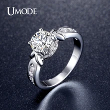 UMODE Simulated Wedding Engagement Rings For Women Fashion Jewelry Rhodium plated Brand Anillos Anel 2016 New AUR0355