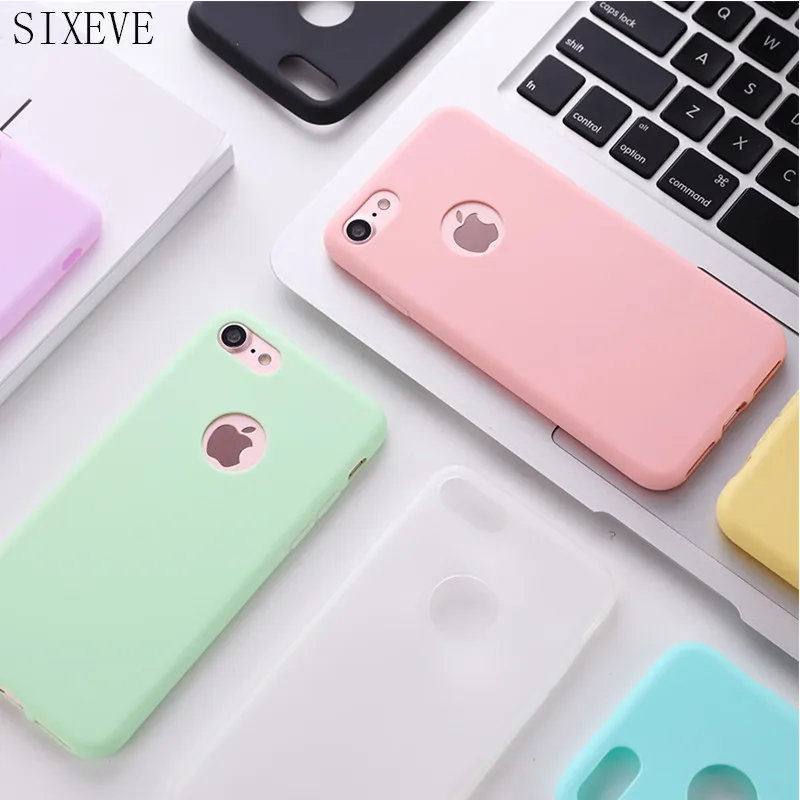 

hole Candy color silicone case for iPhone XS Max XR X 10 Pretty Ice Cream cover for iPhone 5 SE S E 5SE 6 6s 6 s 7 8 Plus