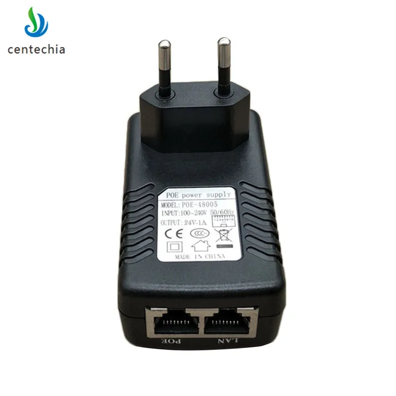 Универсальный черный ударопрочный инжектор Centechia 24 В 1A POE огнестойкий безопасный