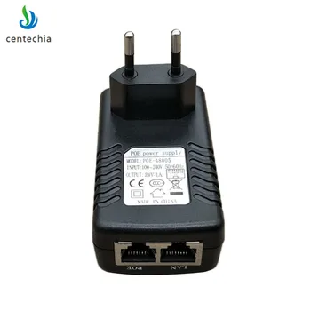 

Centechia Universal Black Shockproof 24V 1A POE Injector Flameproof Safe Power Over Ethernet Adapter EU Plug Power Supply