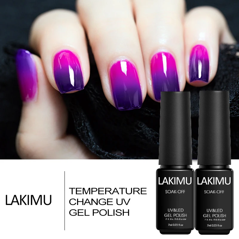 Lakimu Хамелеон 24 цвета термо гель Лаки 7 м Lucky температура изменить УФ лаки для