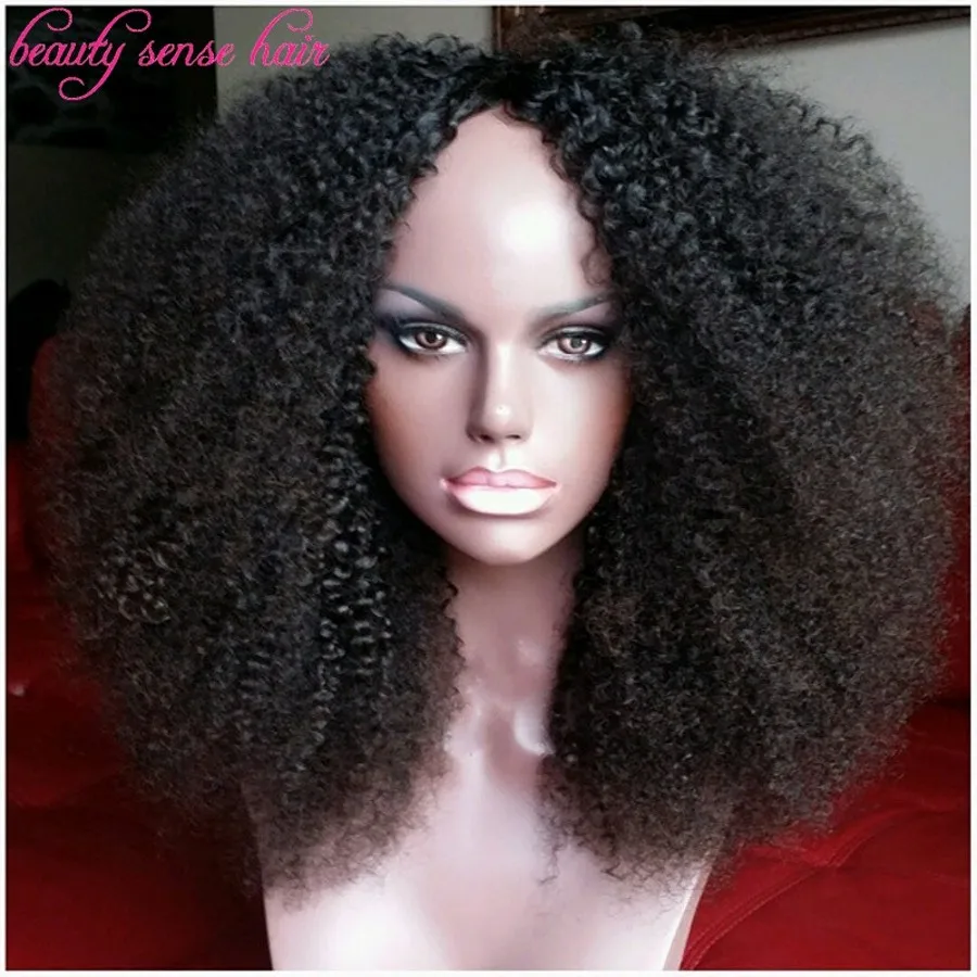Factory price Silk top Glueless Full lace wigs 180 density Kinky curly