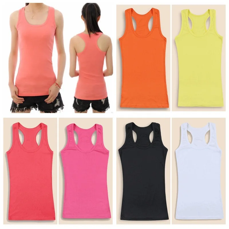 Multi color options Womens Tank Top Cotton Heavy Weight Ribbed A-Shirt Basic Workout One Size | Женская одежда