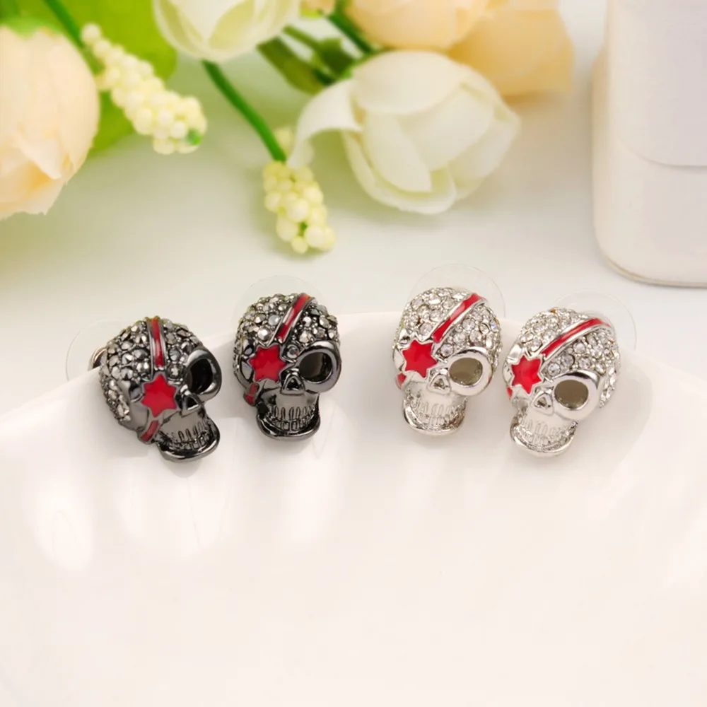 

EVBEA Hot Sale New Brand 2017 New Earrings Jewelry for Women Punk Designer Skull Rhinestone Stud Earrings Women Gifts E196