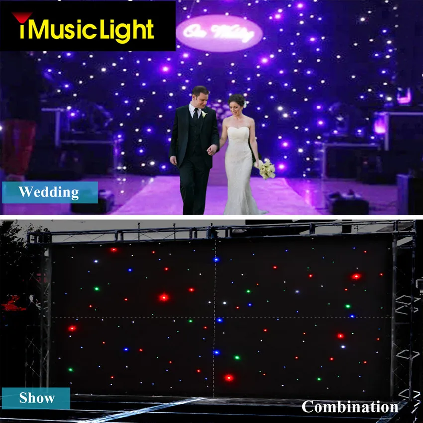 

3x6Mtr DMX LED Starcloth System, Black Cloth RGBW LED Curtain Backdrop With Controller System