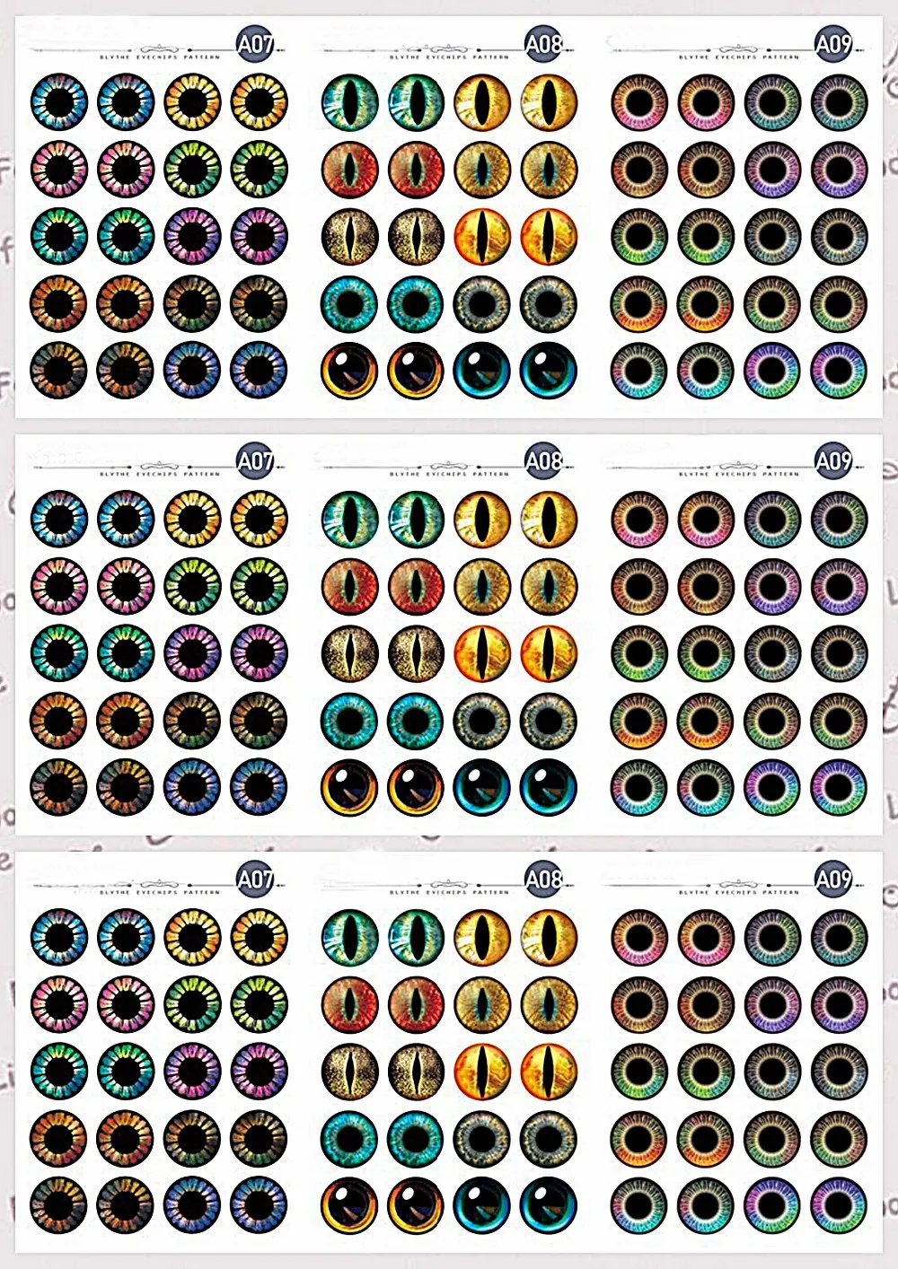 30 пар/up. NEW Cat Eyes Shining Star DIY Eyechips Pattern Blyth Doll чипы для глаз бумажный узор 1:6 Eye TOOL|Куклы| |